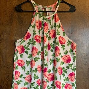 White Tank Top with Flower Pattern🌺